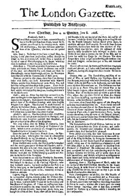 A copy of the London Gazette, dated 4-8 June 1668, containing several stories relating to the Maghreb. A copy of the London Gazette, dated 4-8 June 1668, containing several stories relating to the Maghreb.