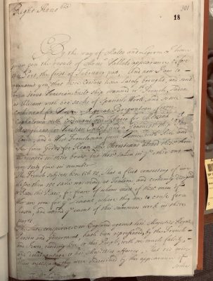 A letter of news from Tripoli to London. Thomas Baker to Henry Coventry, 2 July 1680, TNA SP 71/22 Part 2, f. 18, author’s photograph. A letter of news from Tripoli to London. Thomas Baker to Henry Coventry, 2 July 1680, TNA SP 71/22 Part 2, f. 18, author’s photograph.