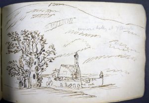 ‘Curious holly at 7 Churches [Glendalough]’. By John Lee, 11 September 1806 (SJC, MS U.30 (6), f. 62r). By permission of the Master and Fellows of St John’s College, Cambridge.